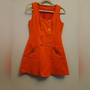 Small Orange Vintage 1960s Overall Dress